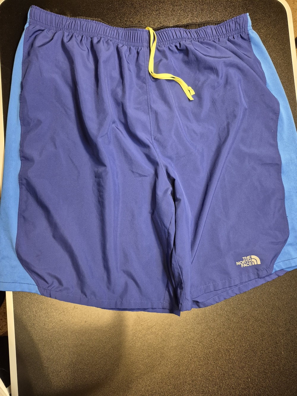 The North Face Men's Blue Athletic Shorts W/ Yellow Drawstring